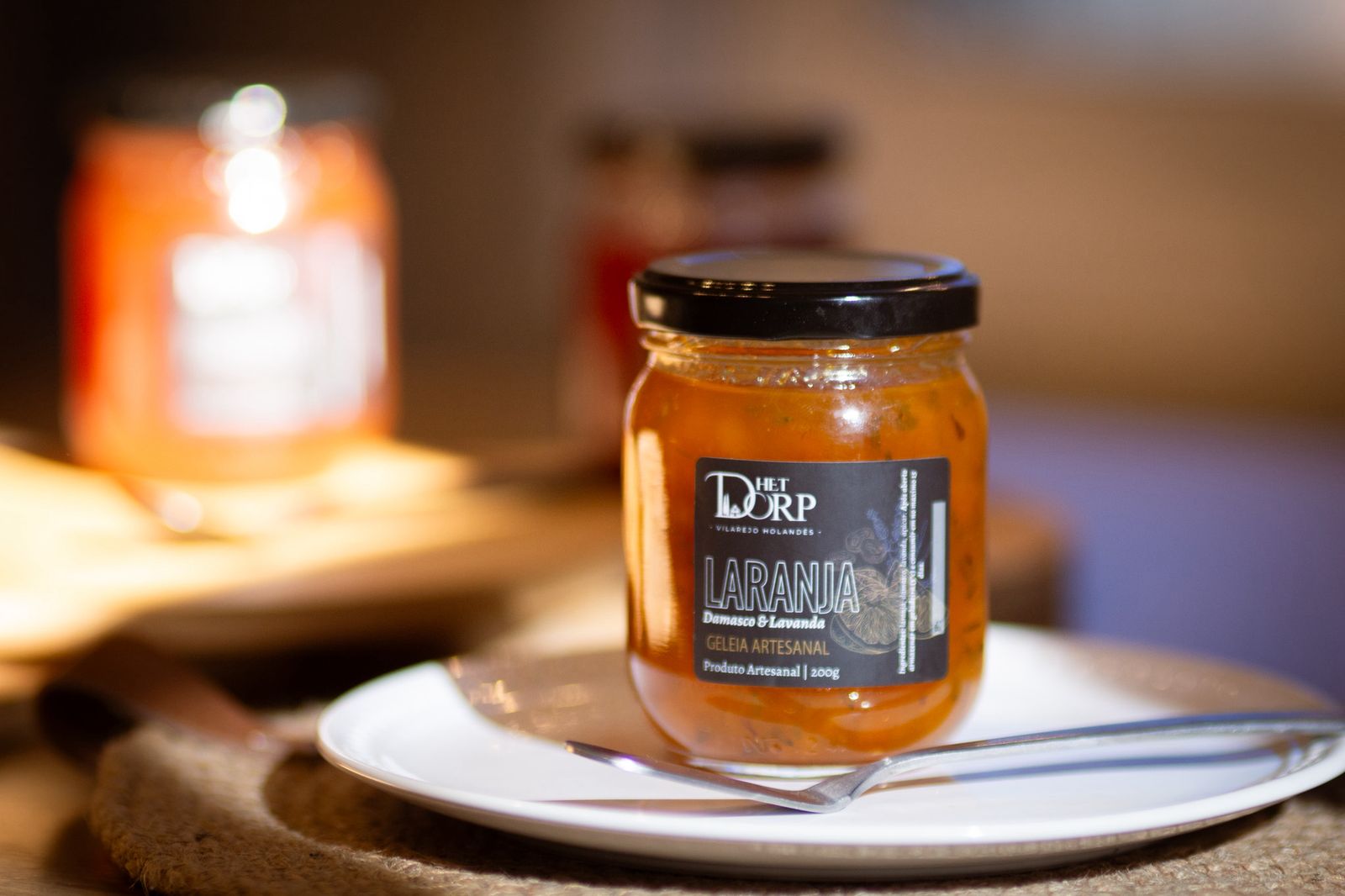 Geleia Artesanal de Laranja, Damasco e Lavanda